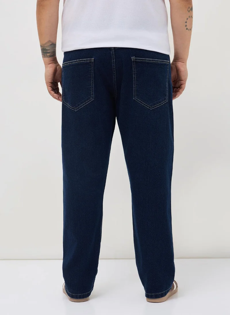 Urbano Fashion  Urbano Plus Men's Blue Straight Fit Heavy Washed Denim Jeans Stretchable for Men | Best Price UAE